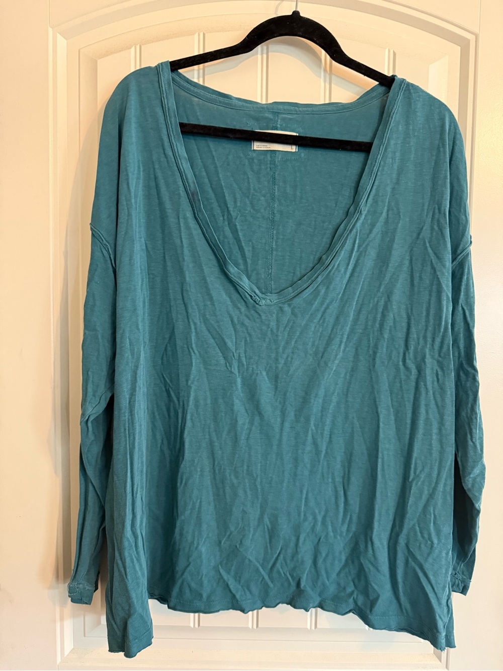 We The Free Teal V-Neck Long Sleeve Top